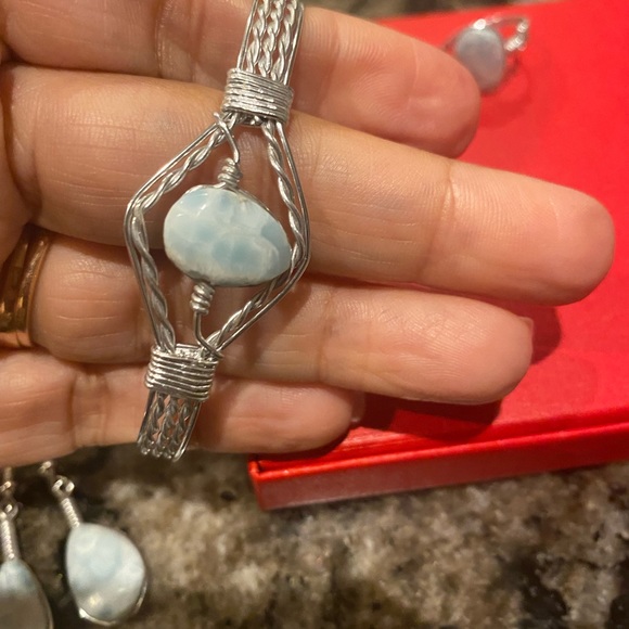 💎 DOMINICAN LARIMAR SET💎 Made by Artisans. Proceeds help Dominican children - Picture 3 of 5